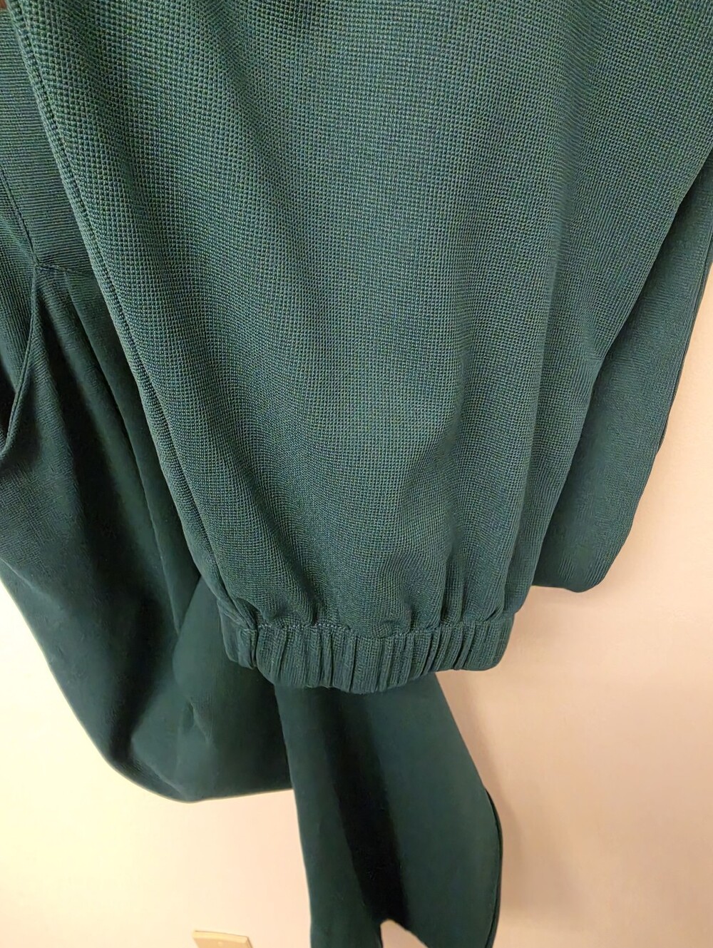 Halara Adjustable Strap Cuffed Waffle Knit Casual Overalls Forest Biome Green M - Picture 12 of 14